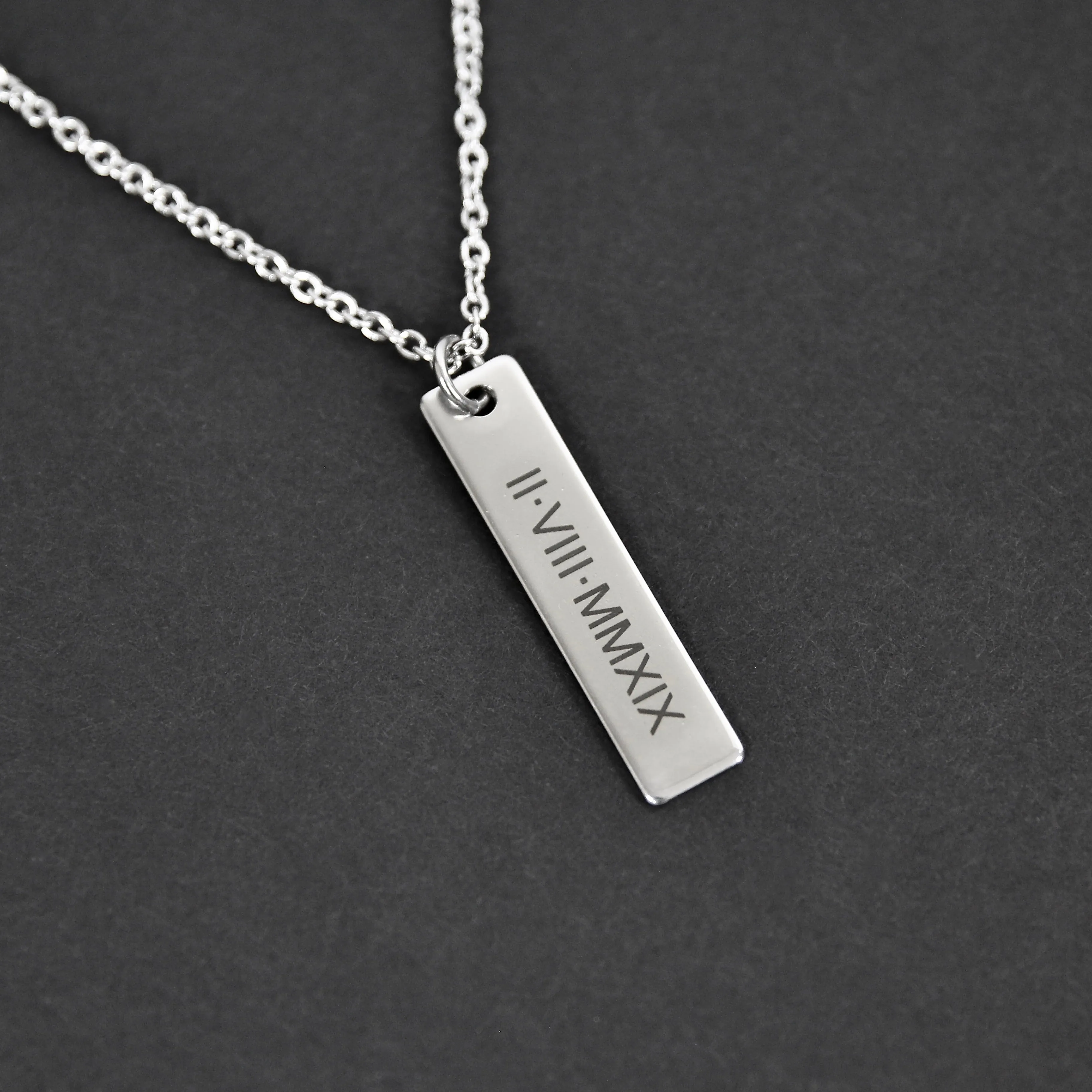 Custom Flat Bar Necklace - Silver