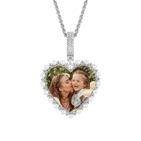 Custom Heart Pearl Photo Pendant