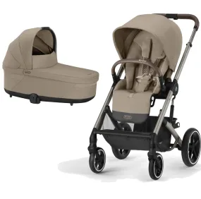 Cybex Balios S Lux Black Frame and Carrycot - Almond Beige