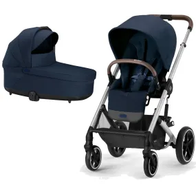 Cybex Balios S Lux Silver Frame and Carrycot - Ocean Blue