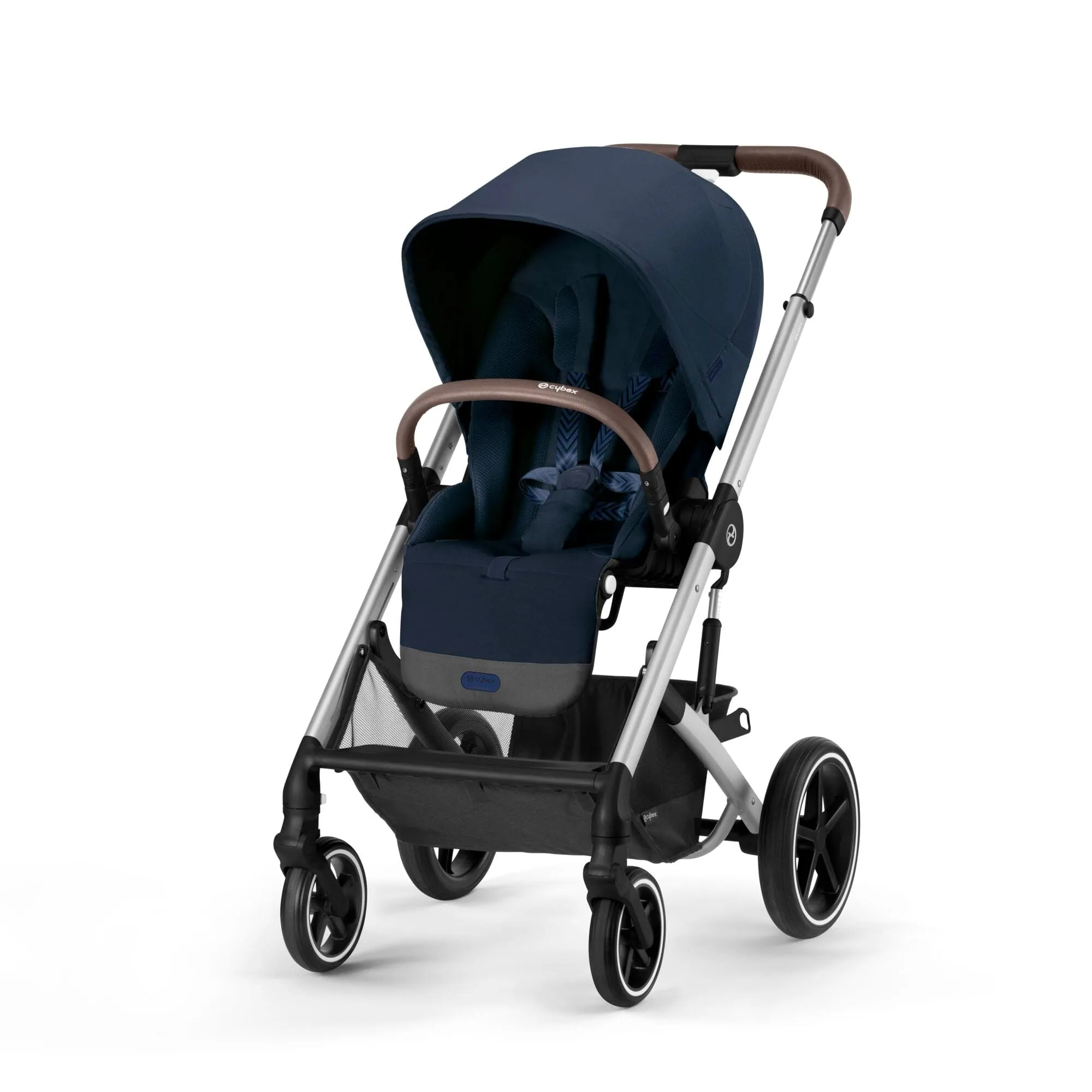 Cybex Balios S Lux Silver Frame and Carrycot - Ocean Blue