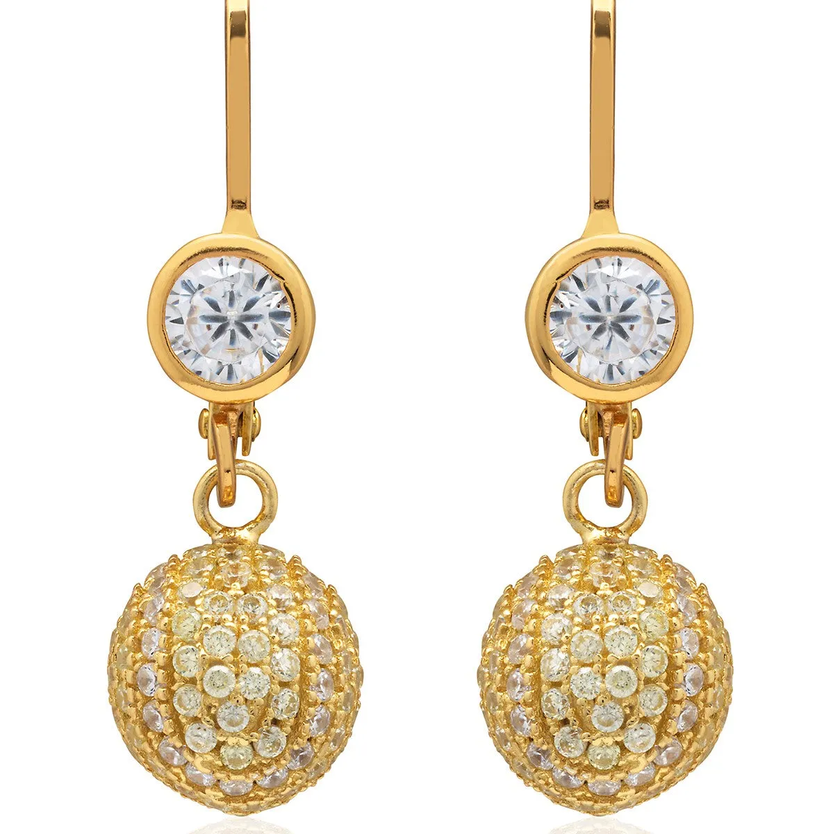 CZ Pave Tennis Ball Earrings