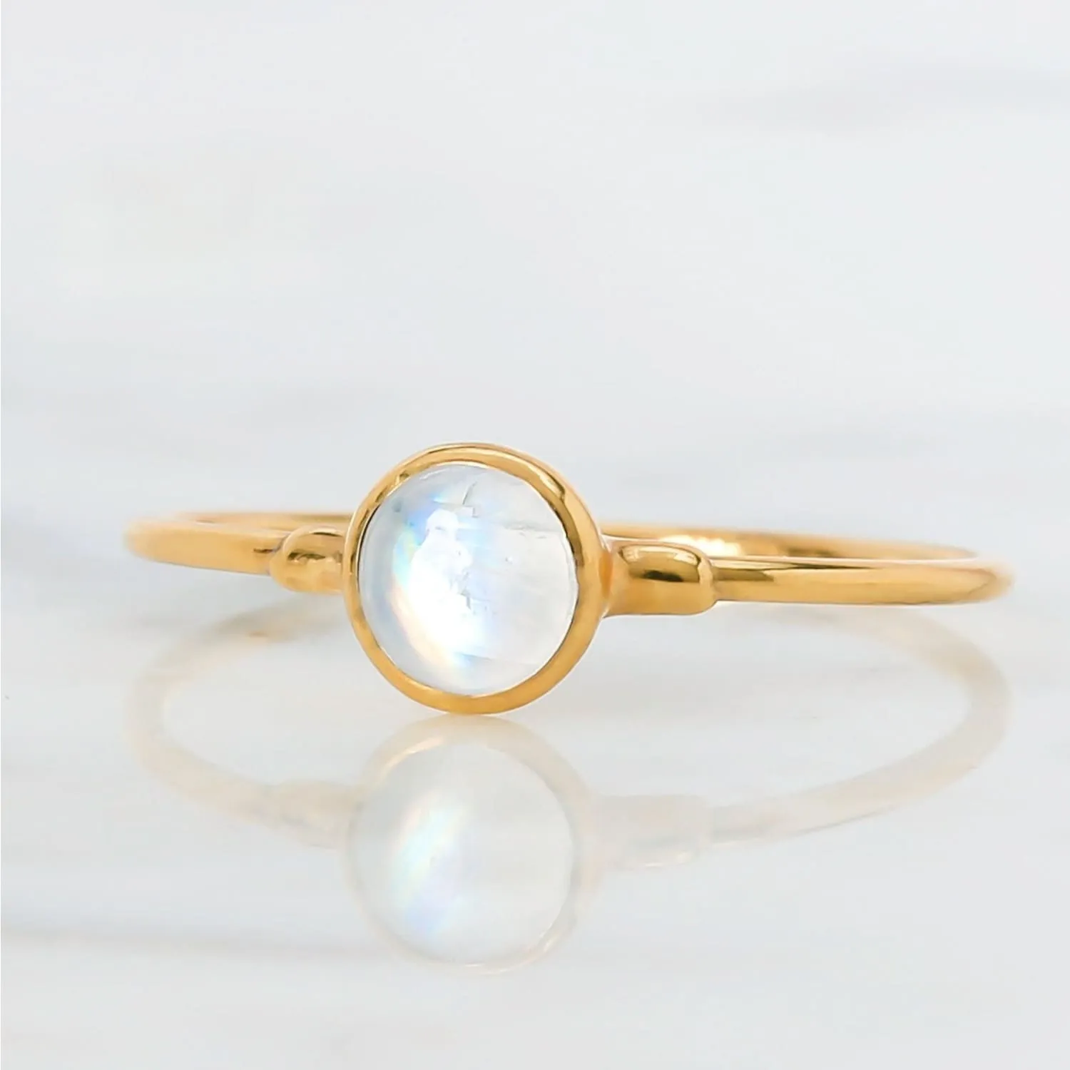 Dainty Rainbow Moonstone Ring • Gold Filled • June Birthstone • Handmade Gemstone Summer Jewelry • Whimsigoth • Cool Thumb Ring  • 24k Dip