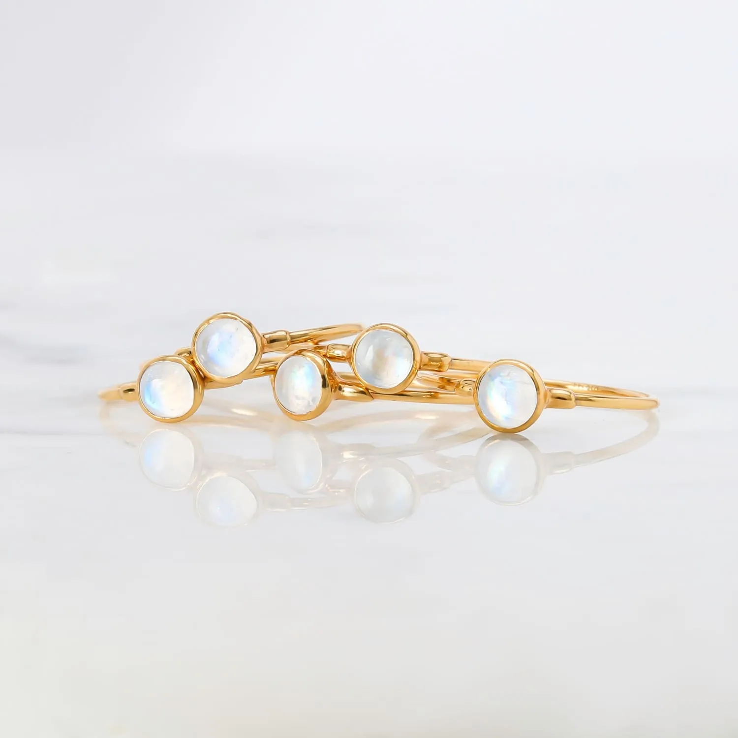 Dainty Rainbow Moonstone Ring • Gold Filled • June Birthstone • Handmade Gemstone Summer Jewelry • Whimsigoth • Cool Thumb Ring  • 24k Dip