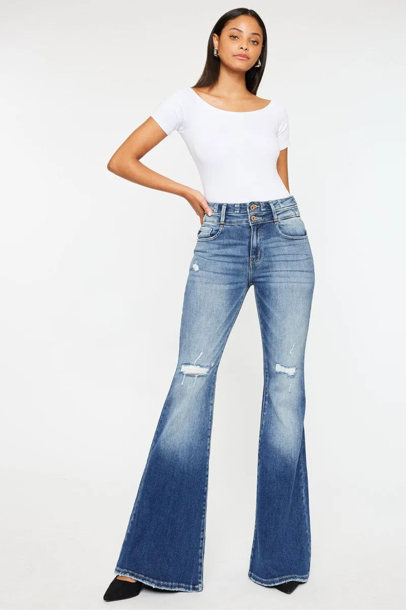 Dawn Distressed Denim Flare Jean