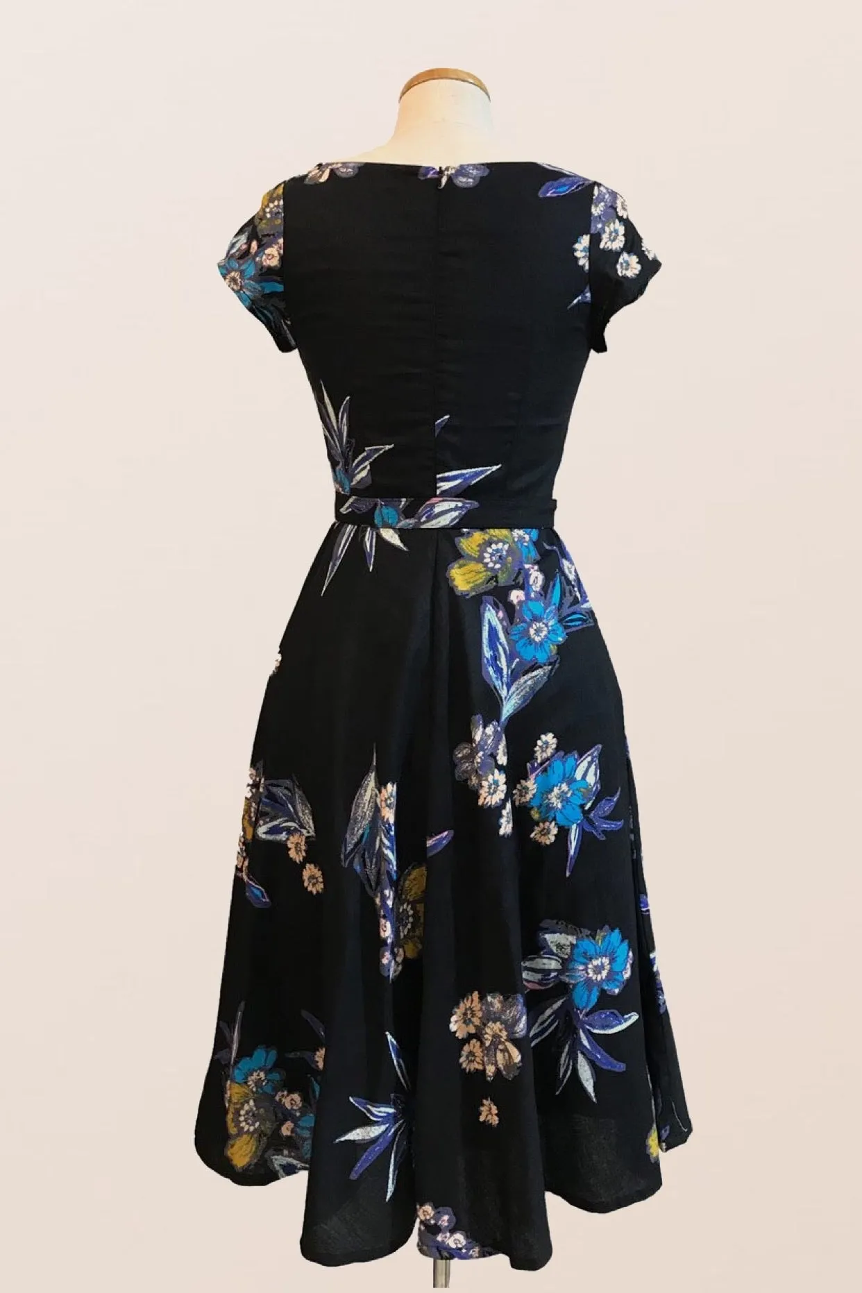 Doris Black & Blue Floral Dress