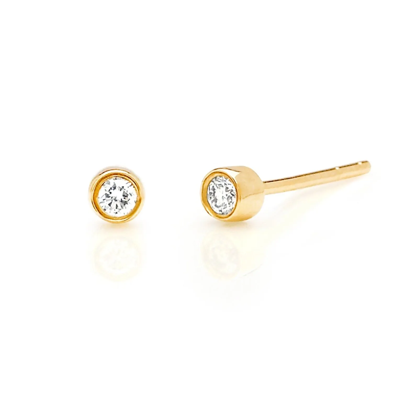 EF Collection - Diamond Bezel Single Stud Earring, Yellow Gold