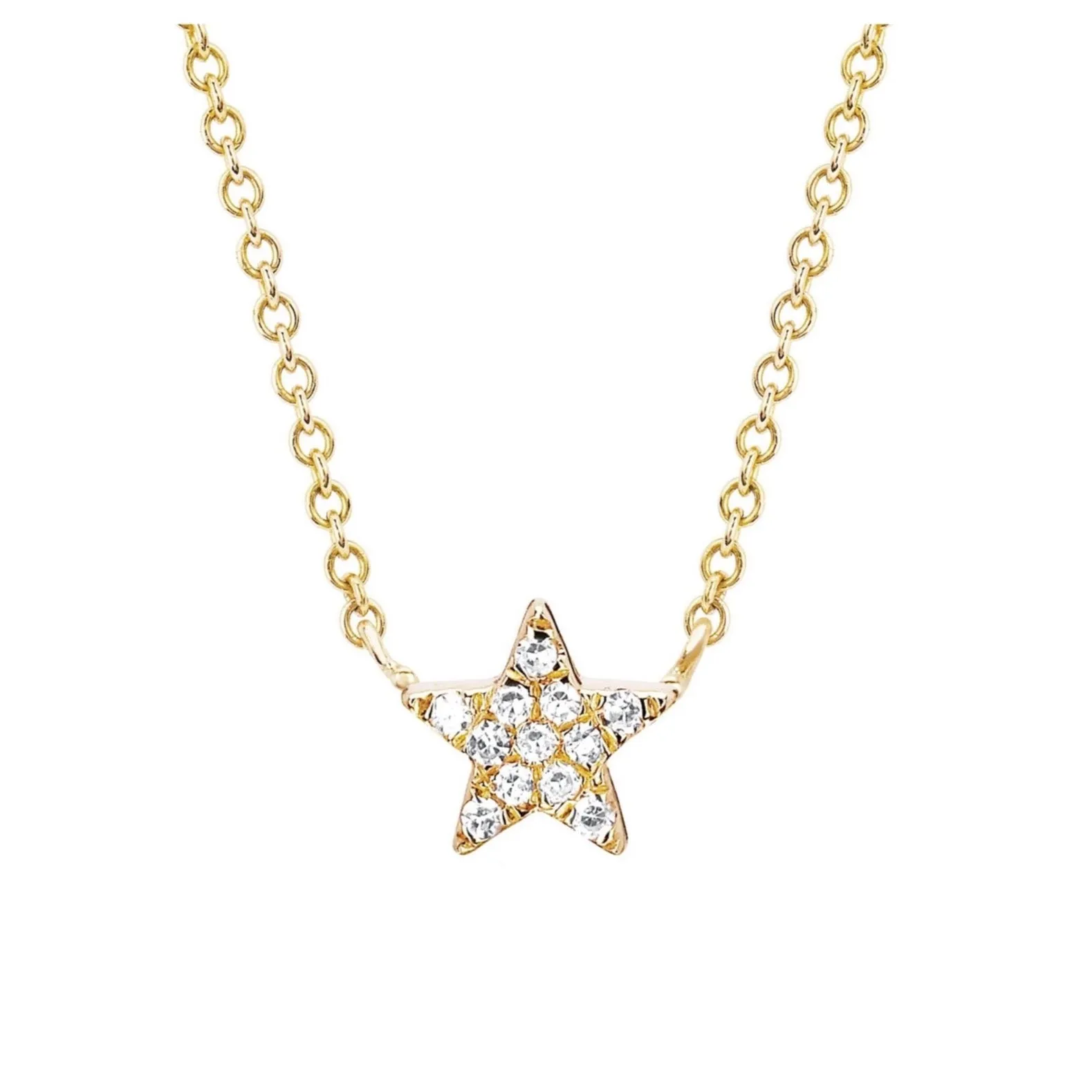 EF Collection - Diamonds Star Choker Necklace, Yellow Gold