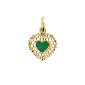 Emerald Lace Heart Pendant, Yellow Gold