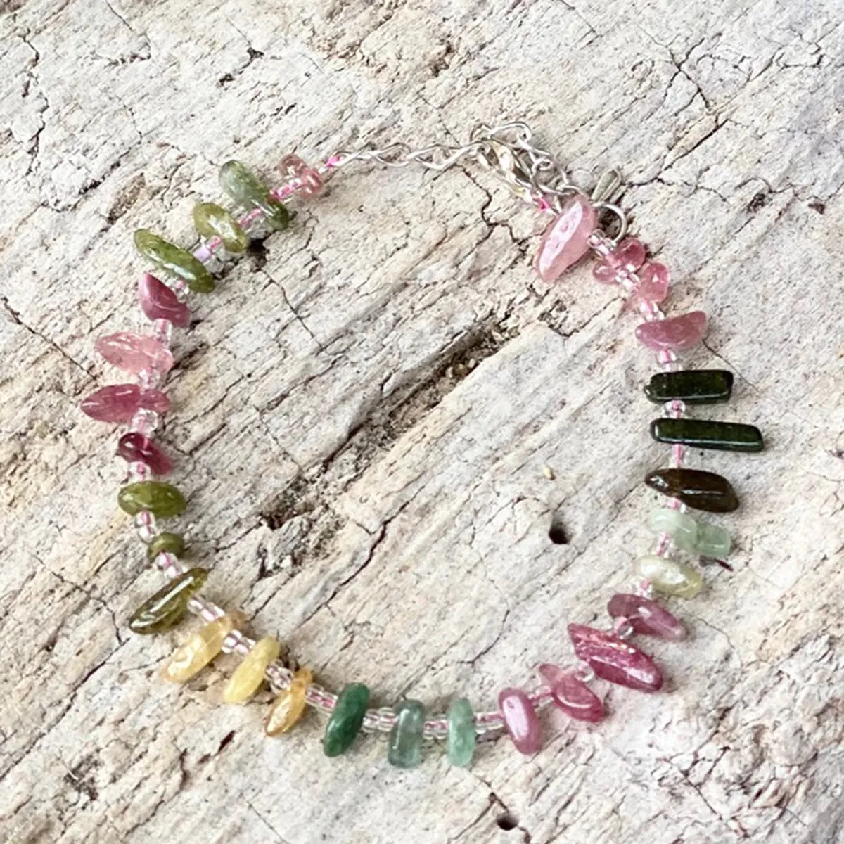 Emotional Healing Rainbow Chakra Tourmaline Bracelet for Self Love