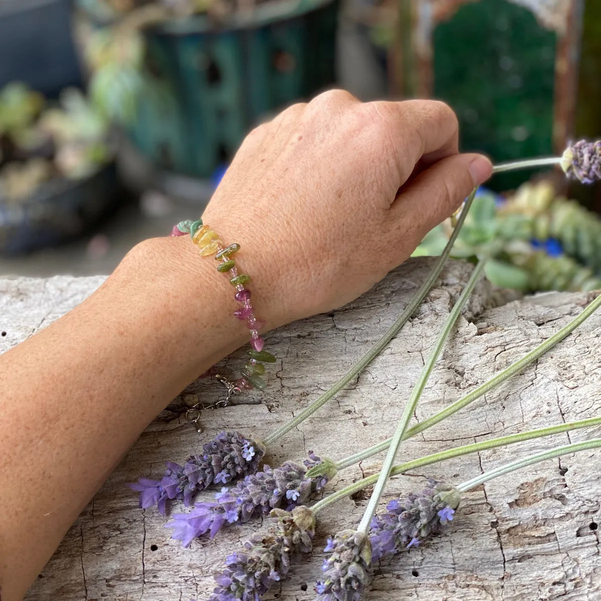 Emotional Healing Rainbow Chakra Tourmaline Bracelet for Self Love