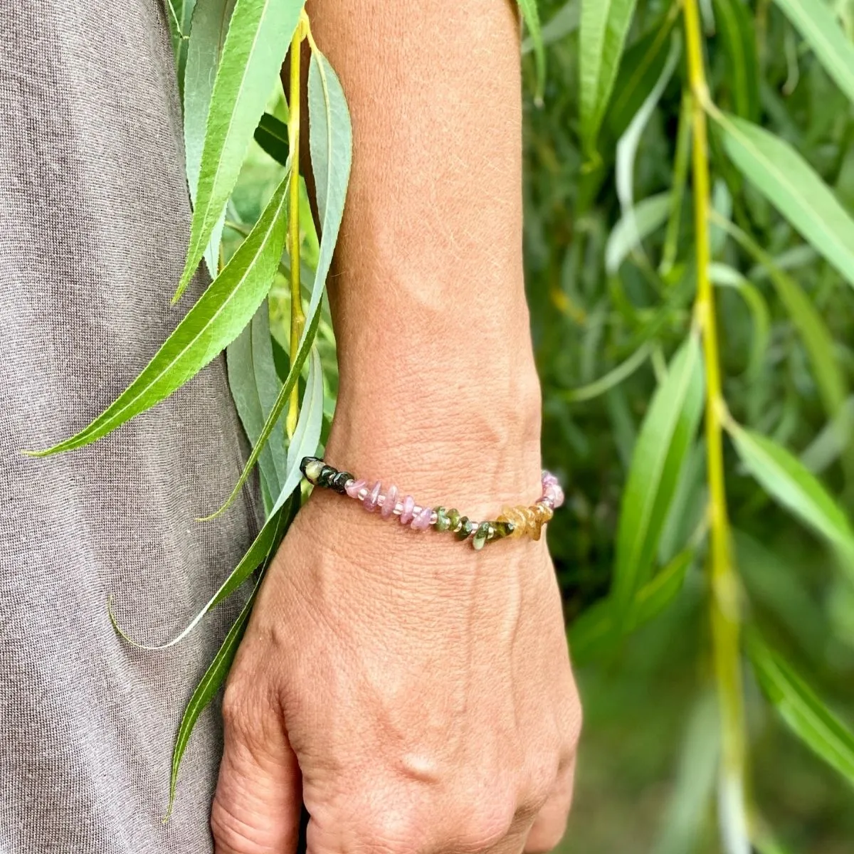 Emotional Healing Rainbow Chakra Tourmaline Bracelet for Self Love