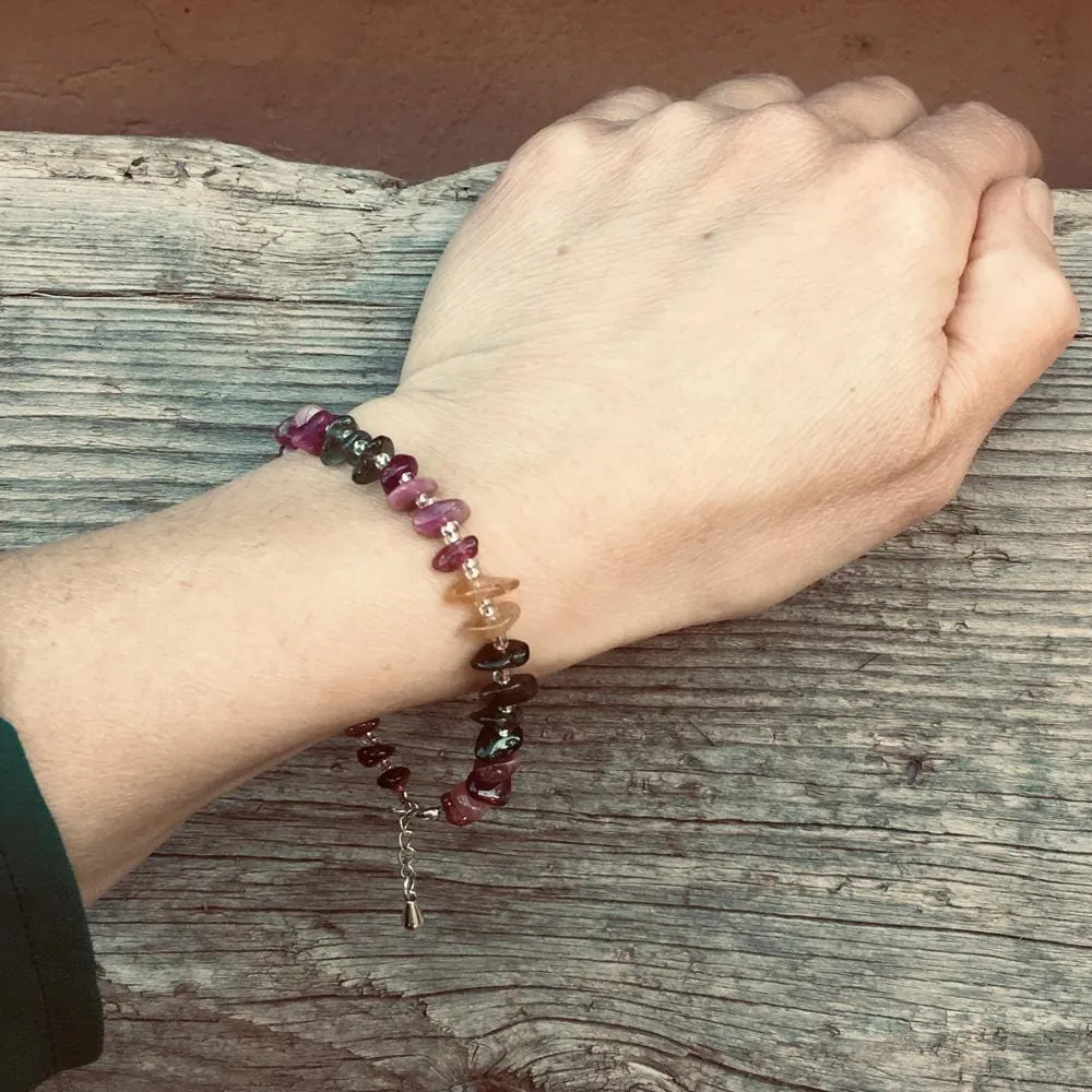 Emotional Healing Rainbow Chakra Tourmaline Bracelet for Self Love