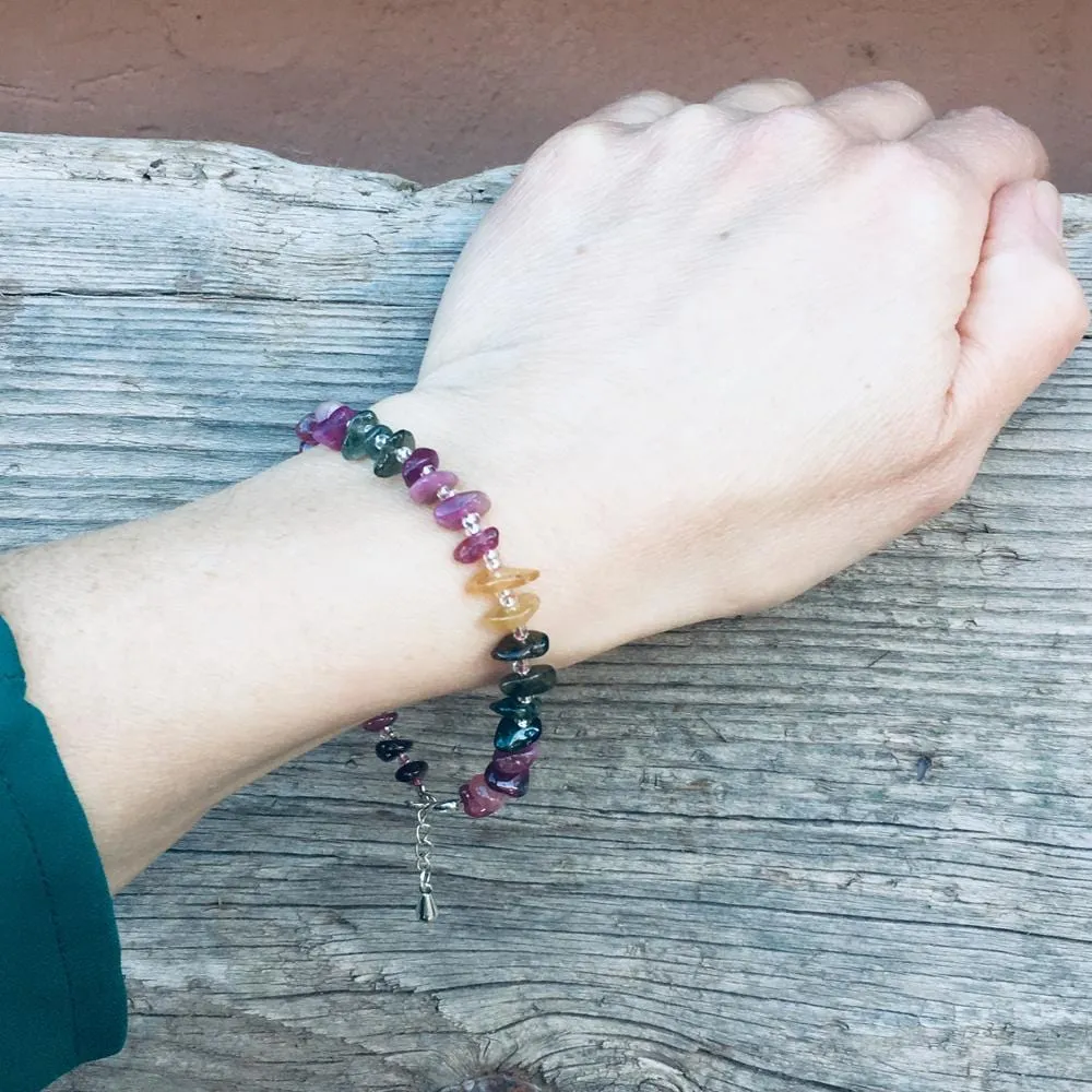 Emotional Healing Rainbow Chakra Tourmaline Bracelet for Self Love