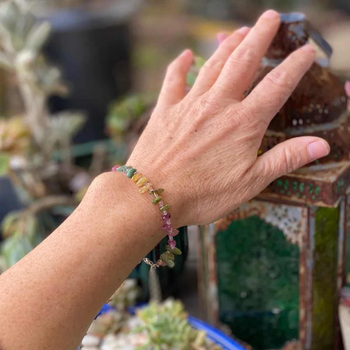 Emotional Healing Rainbow Chakra Tourmaline Bracelet for Self Love