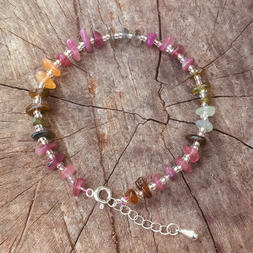 Emotional Healing Rainbow Chakra Tourmaline Bracelet for Self Love