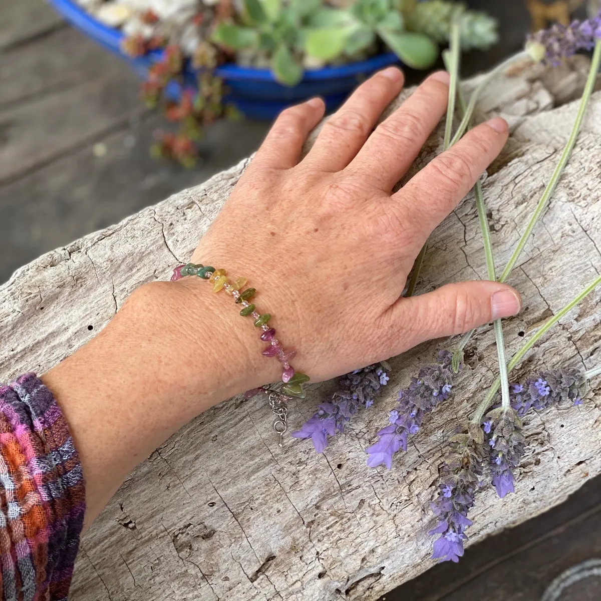 Emotional Healing Rainbow Chakra Tourmaline Bracelet for Self Love