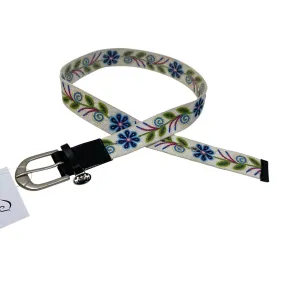 Equestrian Belt in White/Flowers - Women's Small