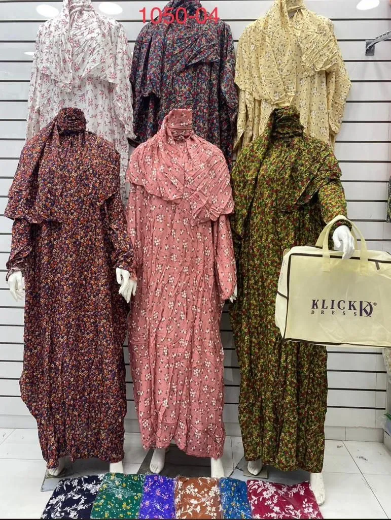 Floral Printed Hijab Women's Prayer Dress PD-1050-04