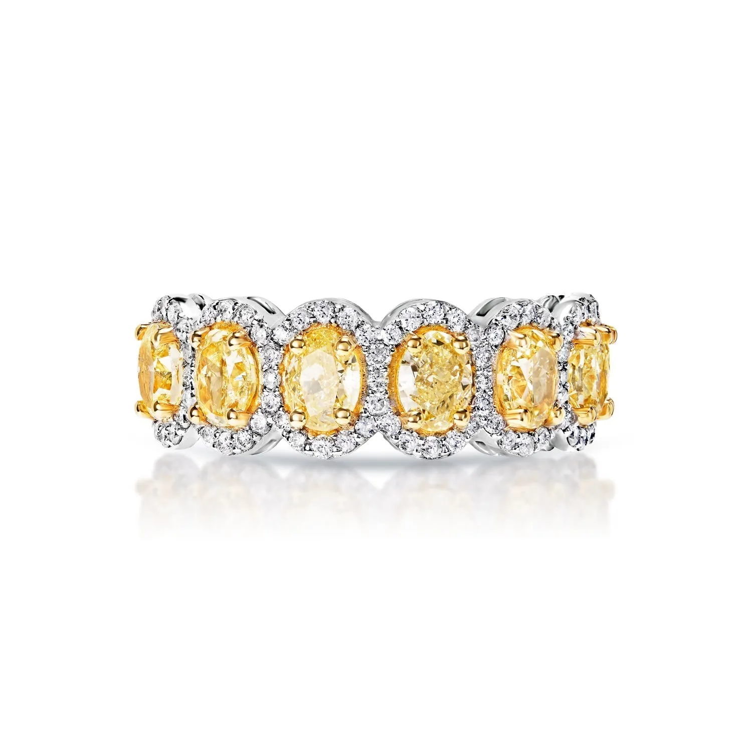 Gracelynn 3 Carat Yellow Combine Mix Shape Halo Diamond Engagement Ring in 14k White Gold By Mike Nekta