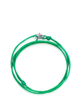 Green Wrap-Around String Bracelet with Sterling Silver Lock