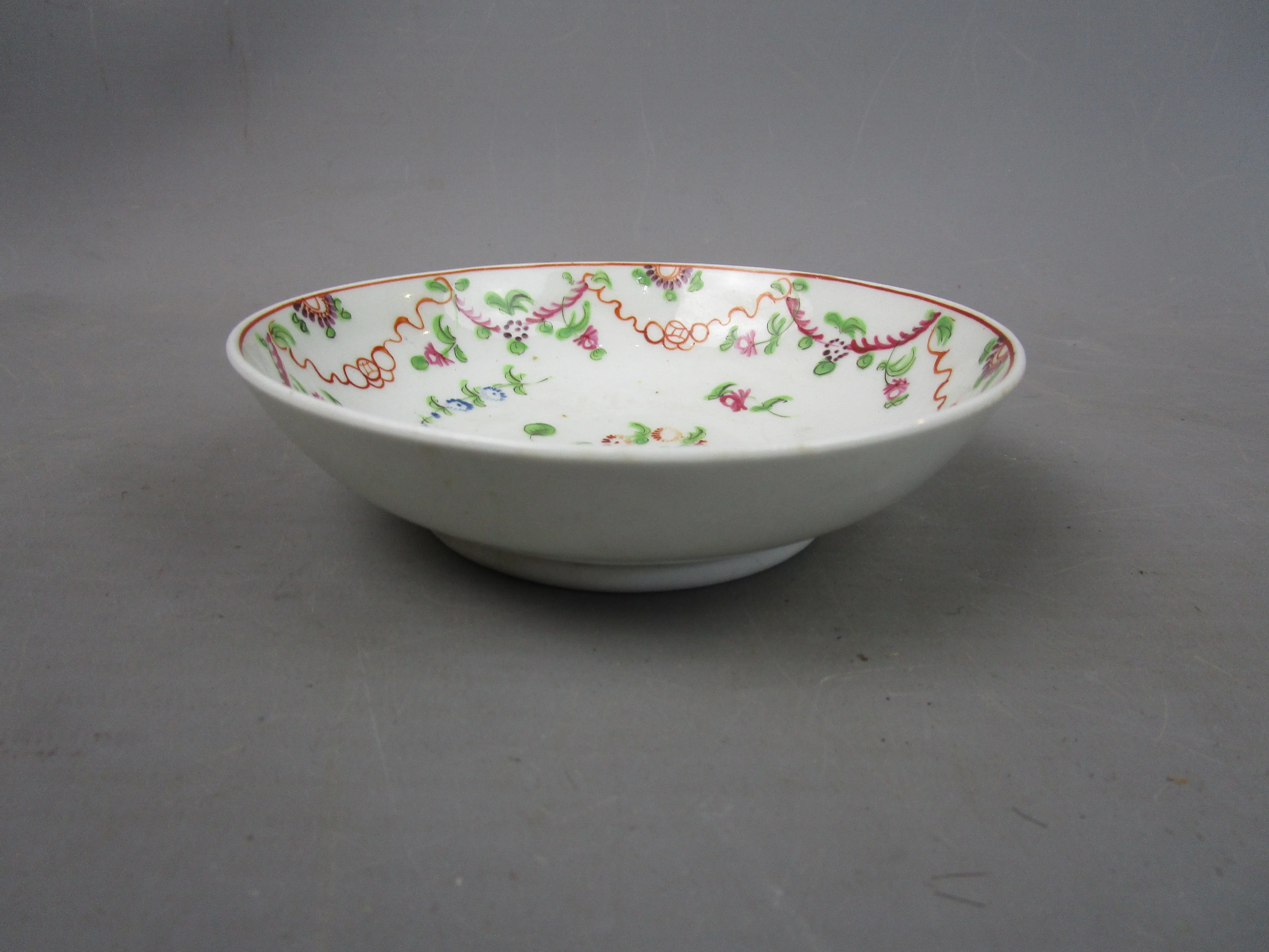 Hand Painted Newall Pottery Floral Design Cup & Saucer Antique Georgian c1740