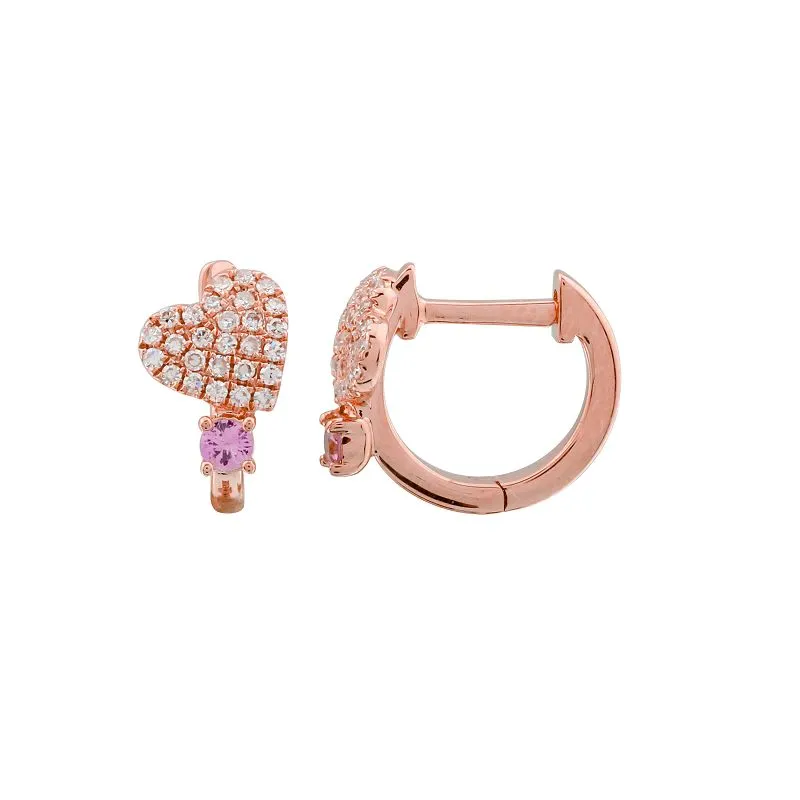 Heart Diamond Huggie Earrings