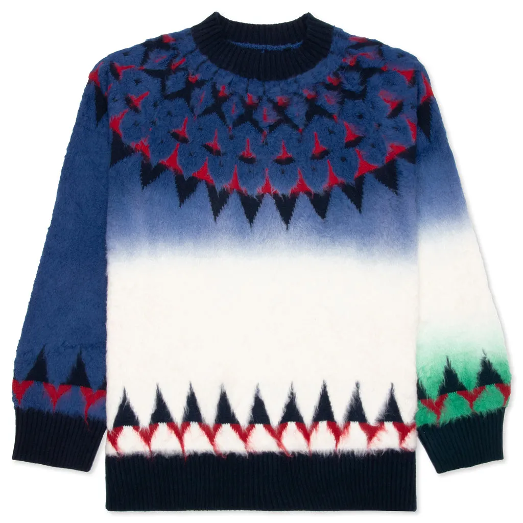 Jacquard Knit Pullover - Navy