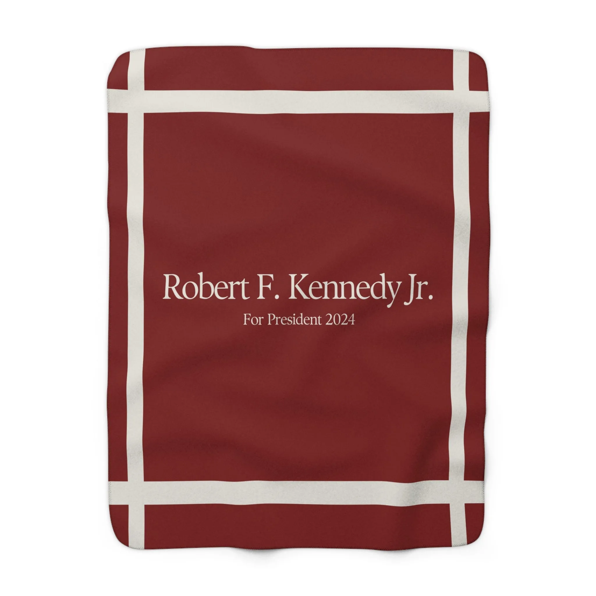 Kennedy for President Bordered Red Sherpa Fleece Blanket