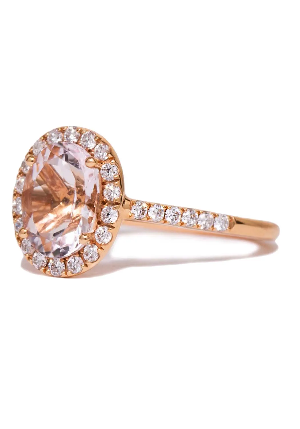 Kimberly Collins Oval Morganite Diamond Rose Gold Ring