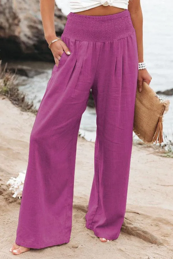 Leisure Wide Leg Cotton and Hemp Loose Pants