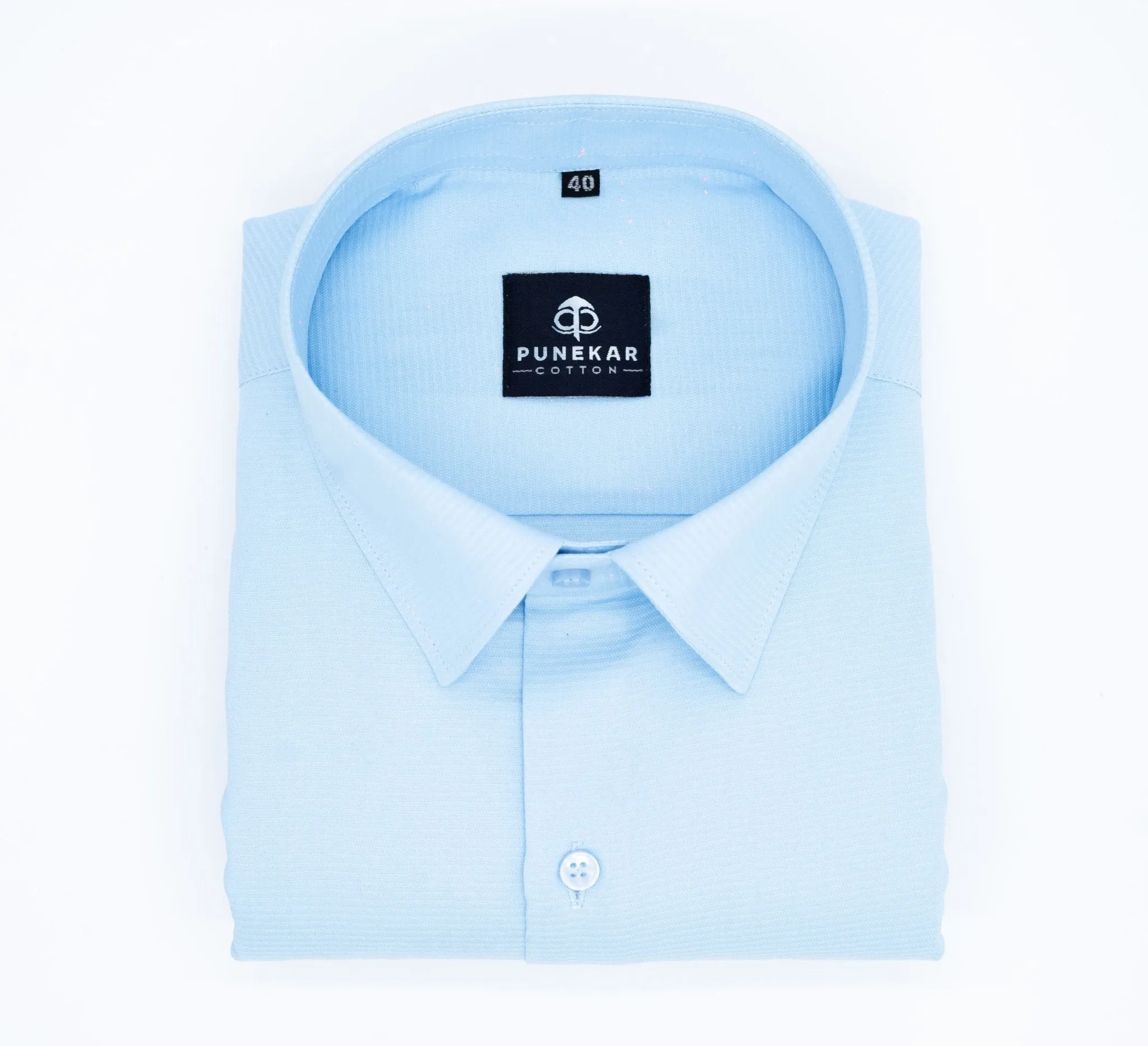 Light Blue Color Twitter Lining Blende Cotton Shirts For Men