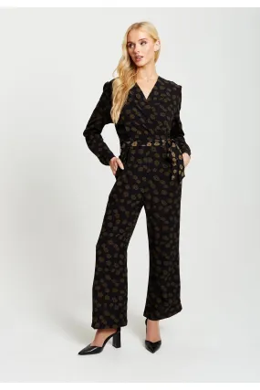 Liquorish Floral Jumpsuit In Black