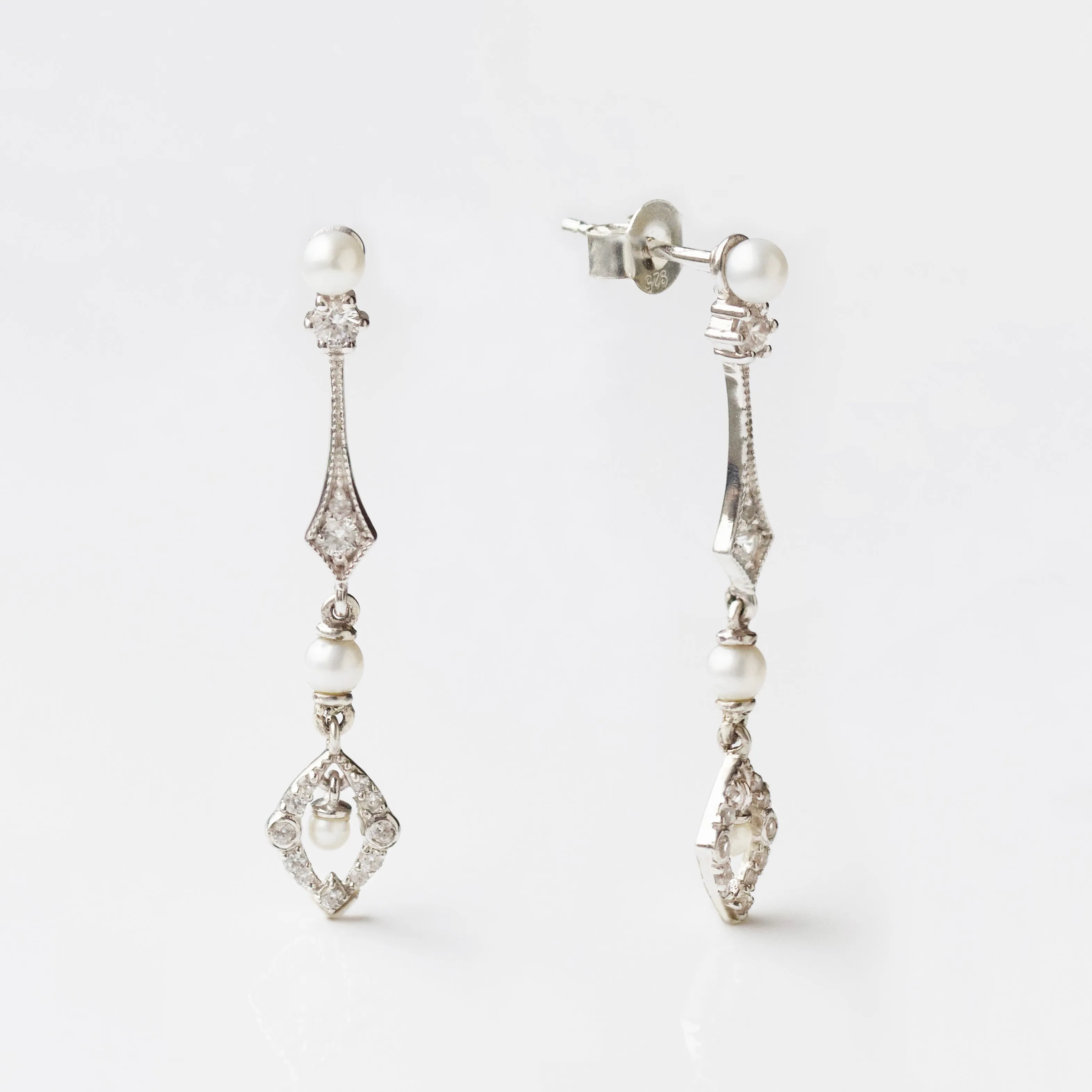 Lydia Deco Vintage Pearl Earrings