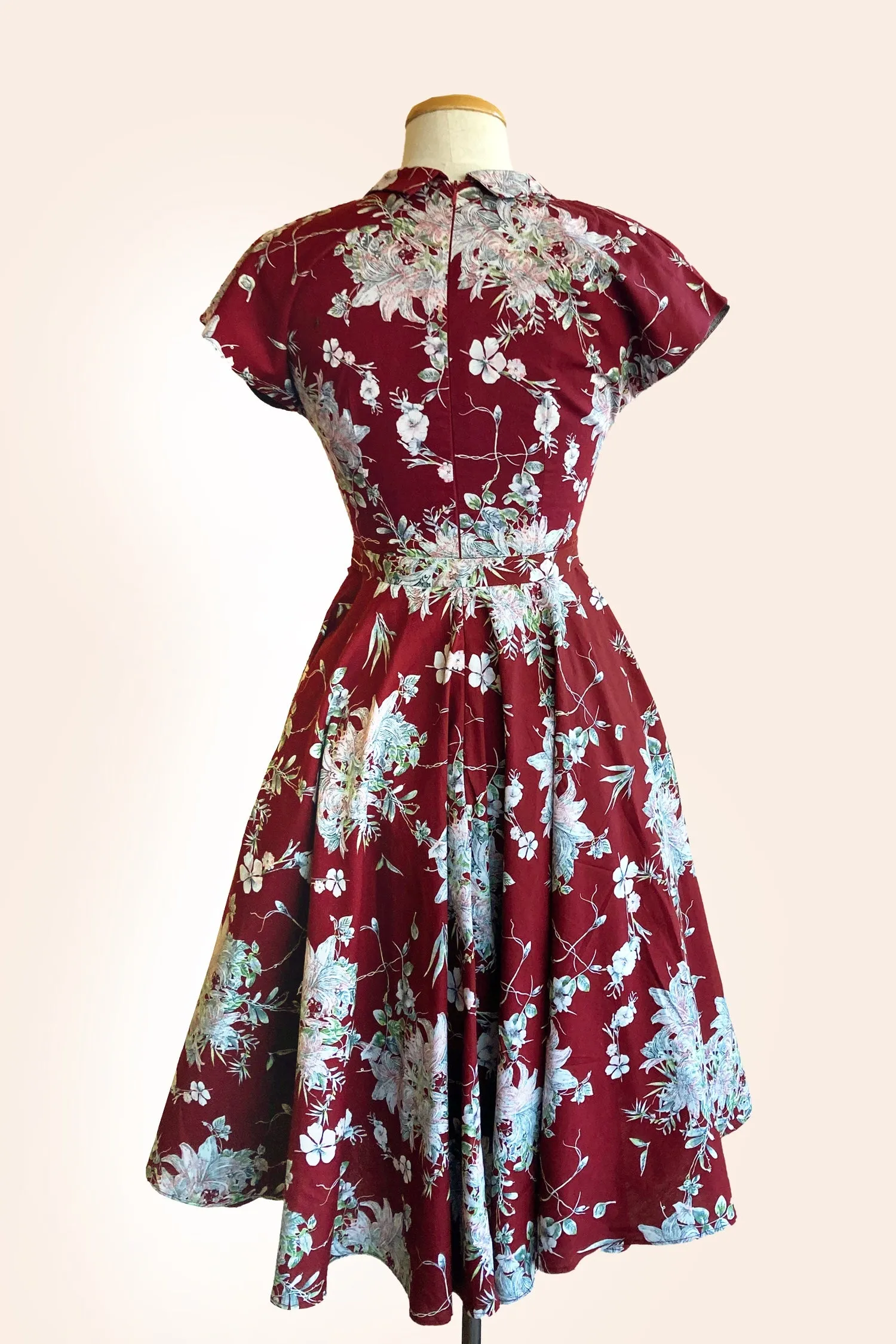 Manette Burgundy Lily Floral Dress