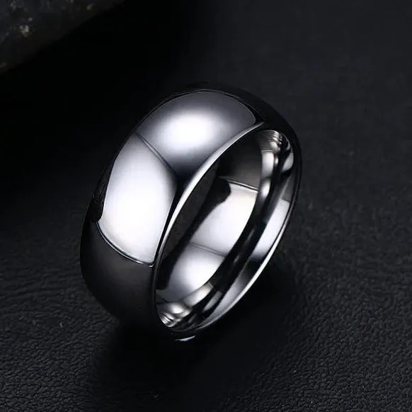 Men's 8 mm Classic High Polished Comfort Fit Domed Tungsten Metal Ring Wedding Band