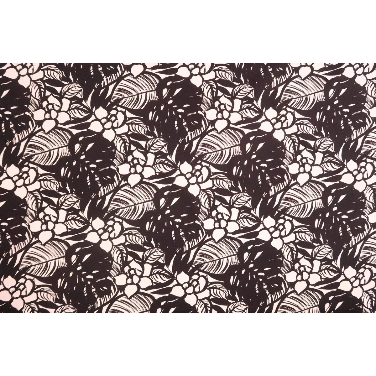 Modern Floral Fabric Black & White BLK-0010C