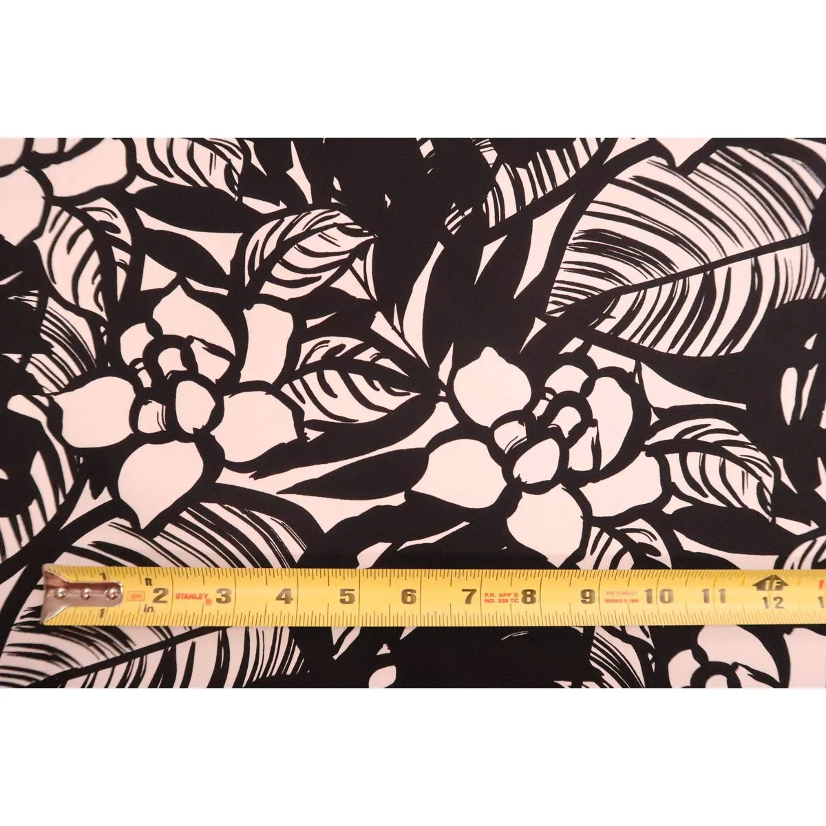 Modern Floral Fabric Black & White BLK-0010C