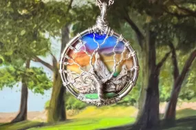 Mountain Sunset Tree of Life Pendant with Cremains