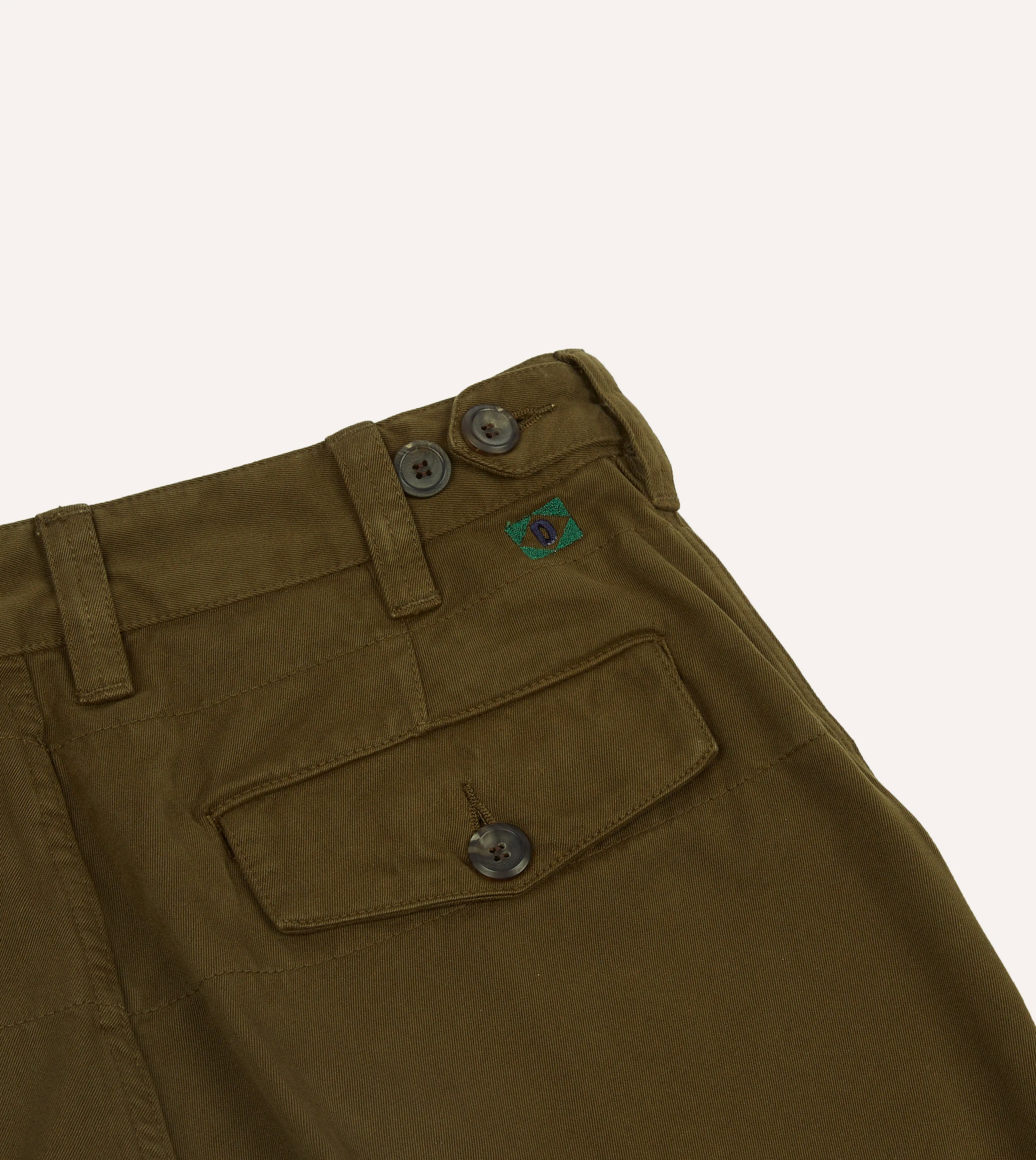 Olive Textured Cotton Flat Front Chino