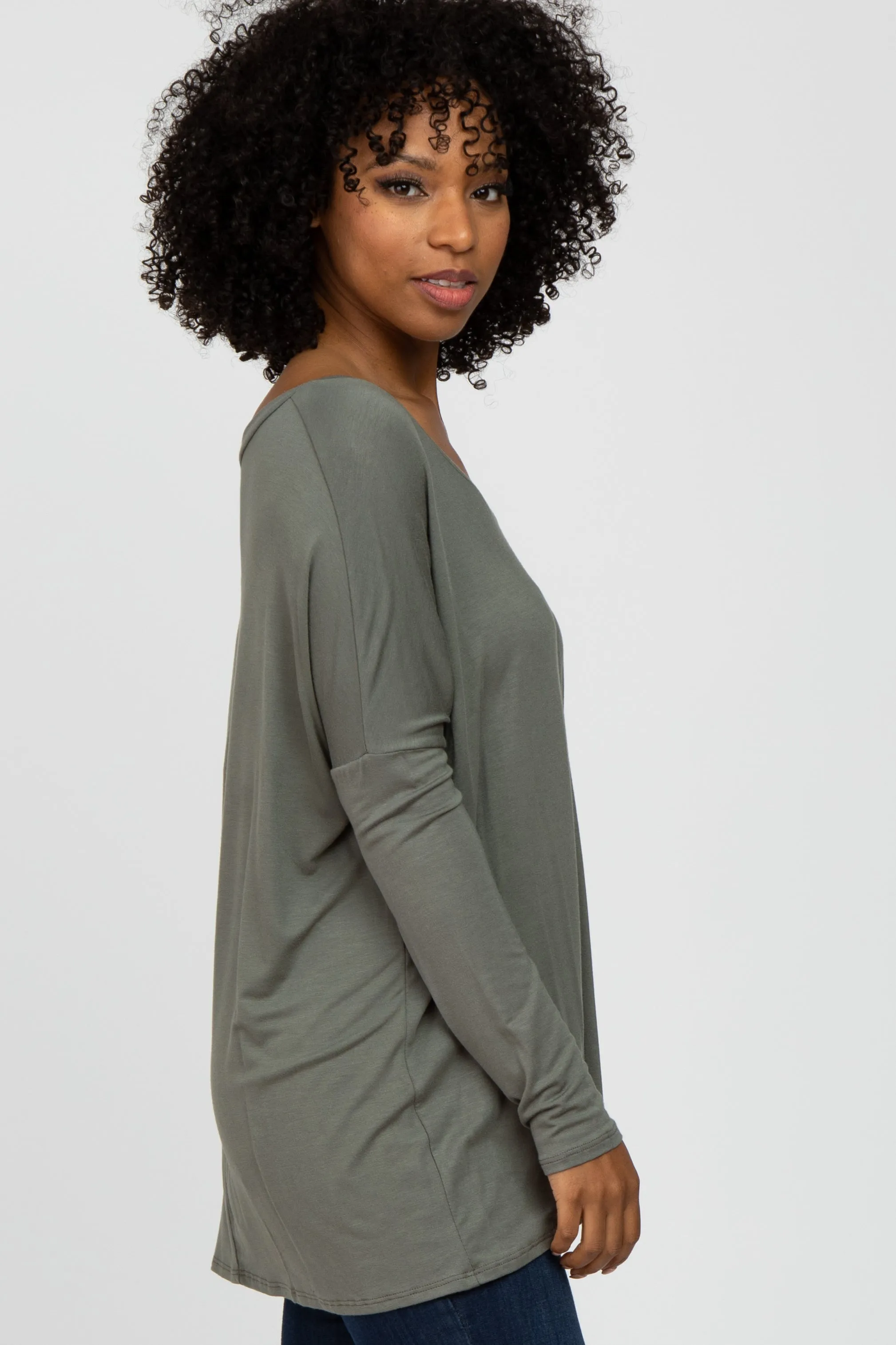 Olive V-Neck Top