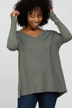 Olive V-Neck Top