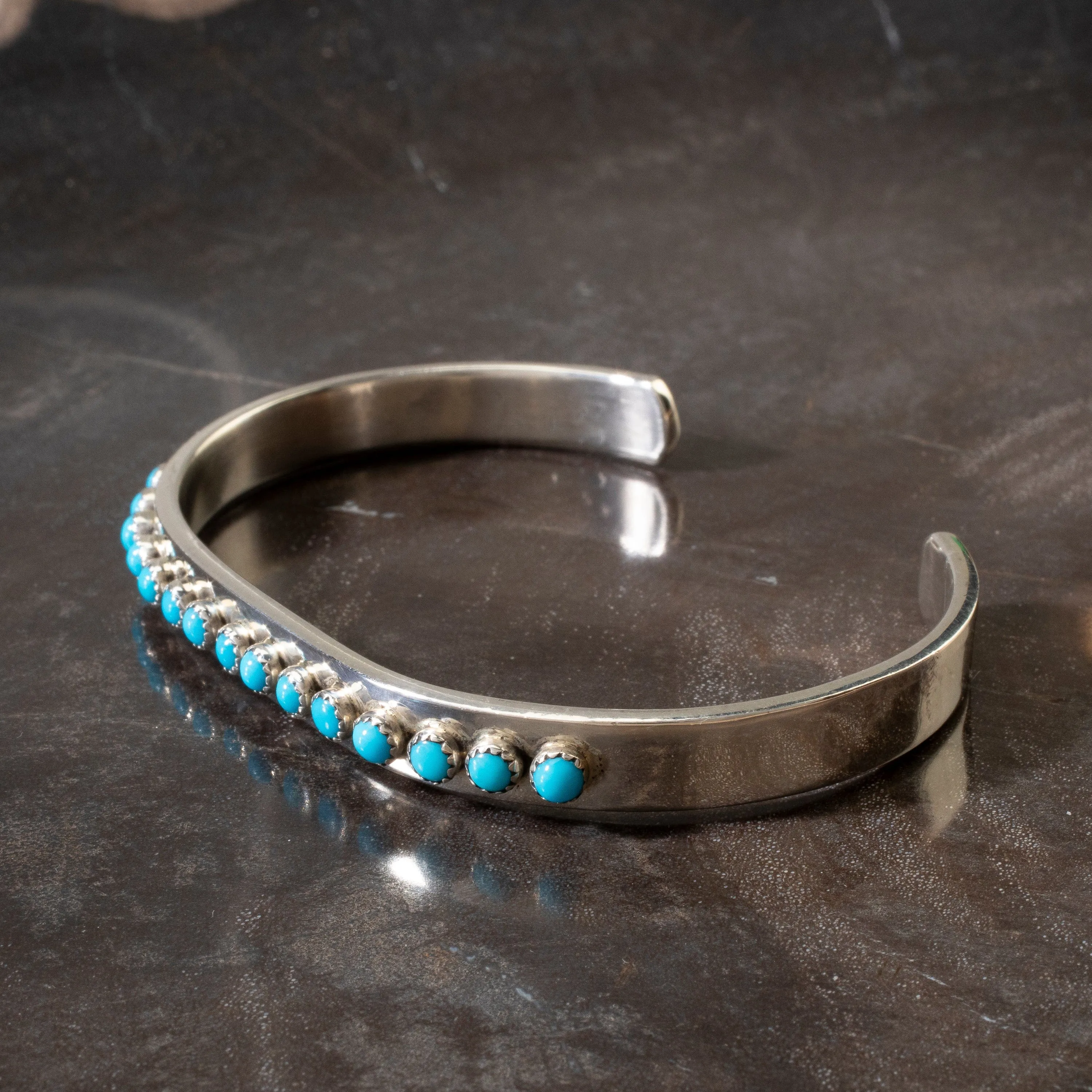 Patrick Yazzie Navajo Sleeping Beauty Turquoise USA Native American Made 925 Sterling Silver Cuff