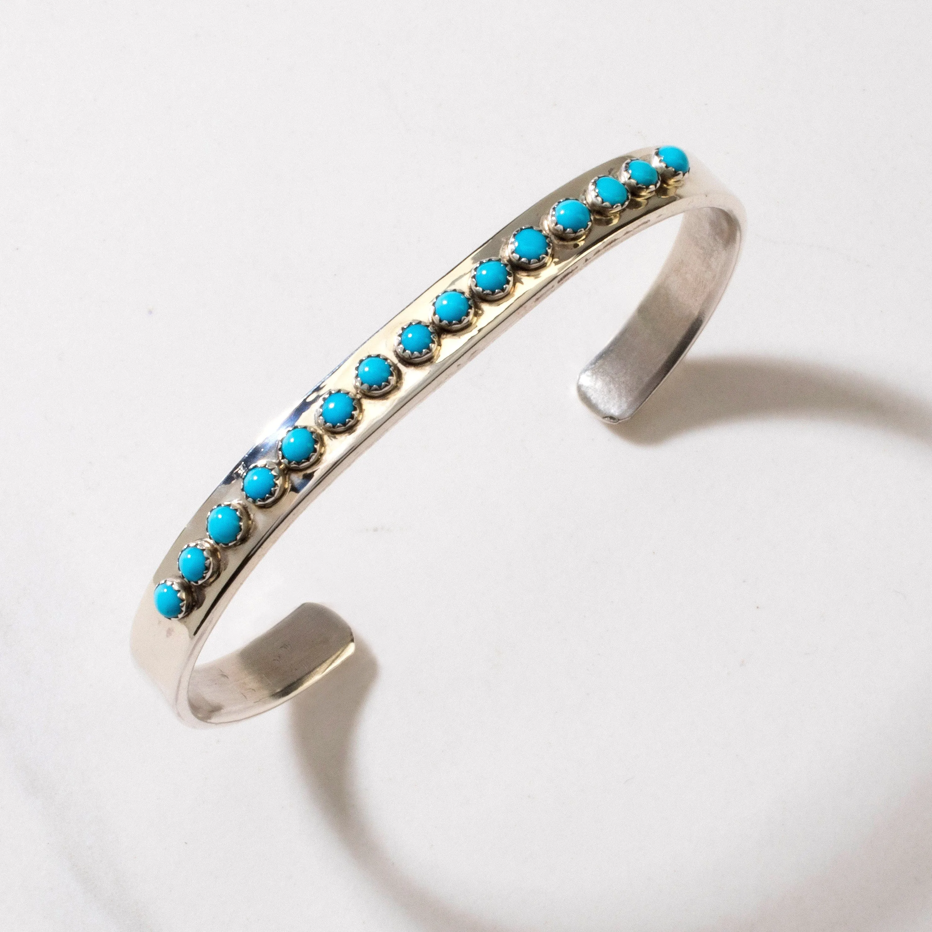 Patrick Yazzie Navajo Sleeping Beauty Turquoise USA Native American Made 925 Sterling Silver Cuff