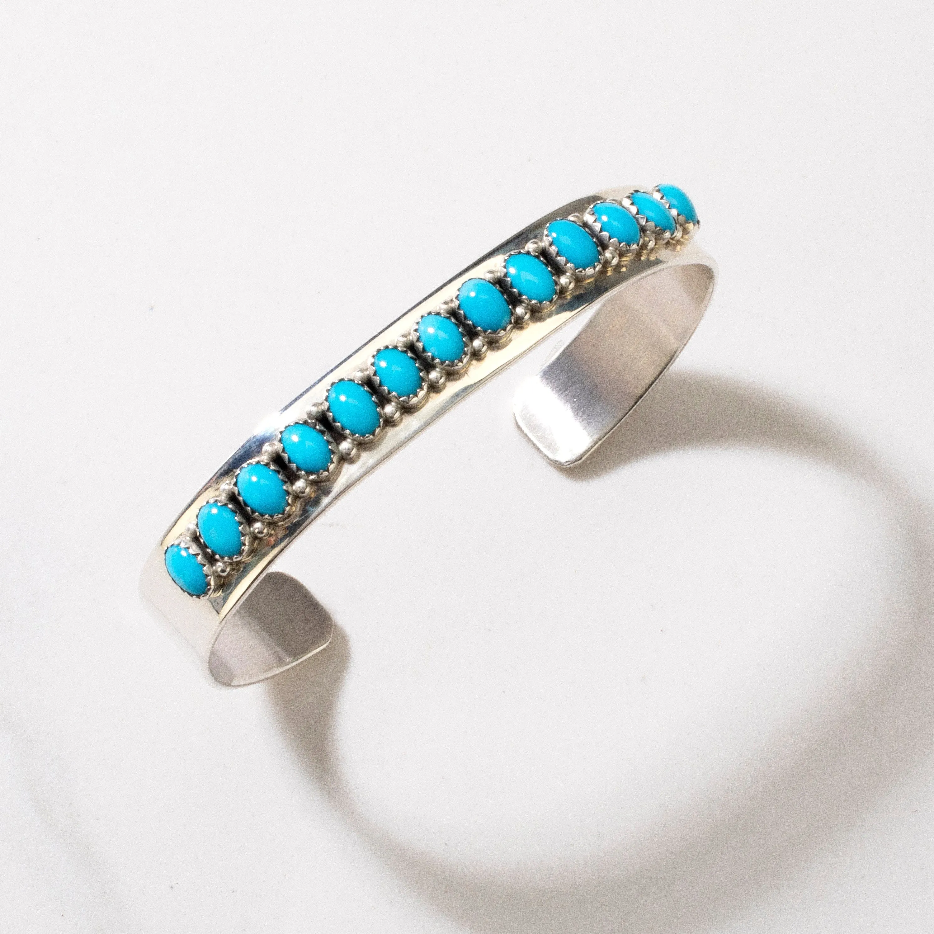 Patrick Yazzie Sleeping Beauty Turquoise Navajo USA Native American Made 925 Sterling Silver Cuff