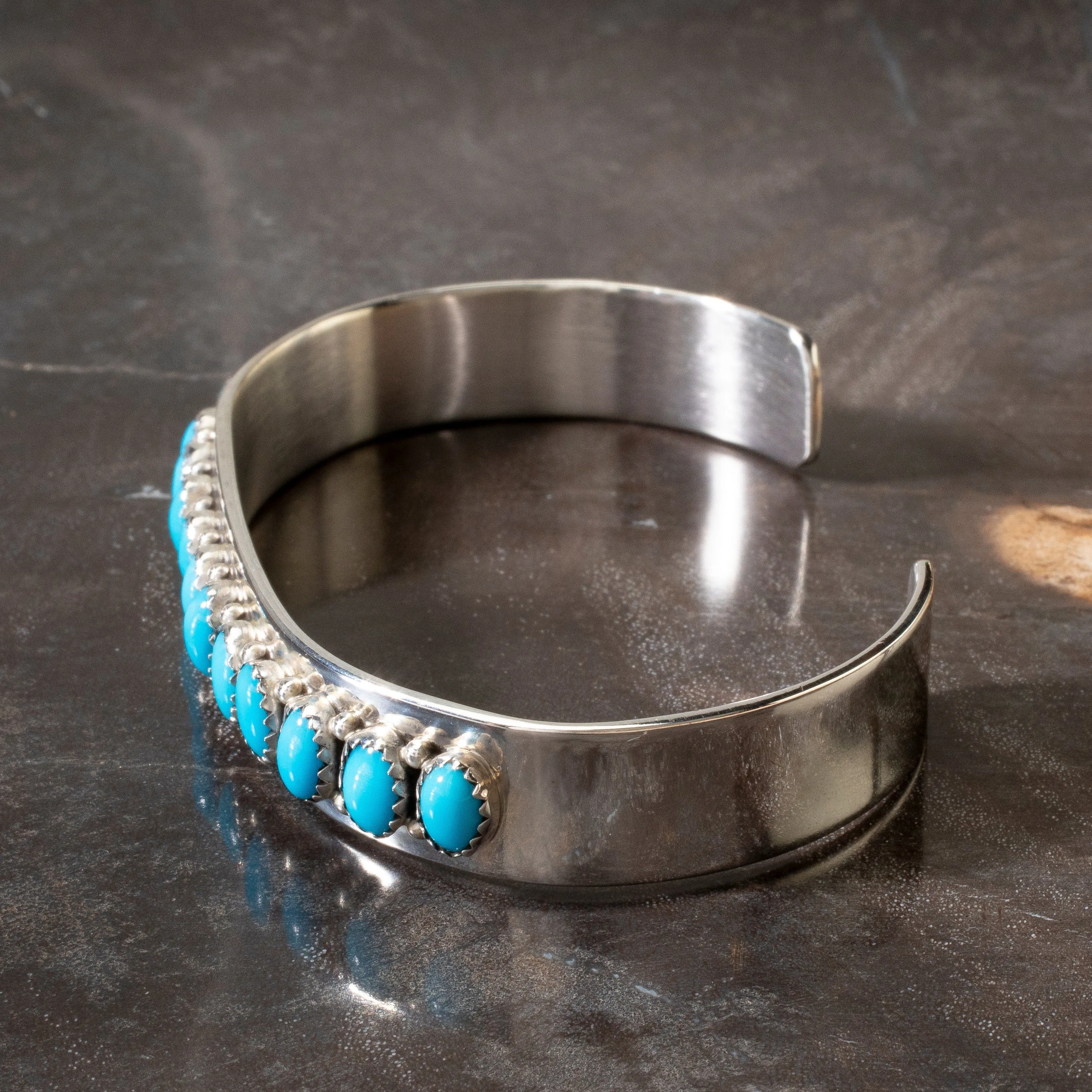 Patrick Yazzie Sleeping Beauty Turquoise Navajo USA Native American Made 925 Sterling Silver Cuff