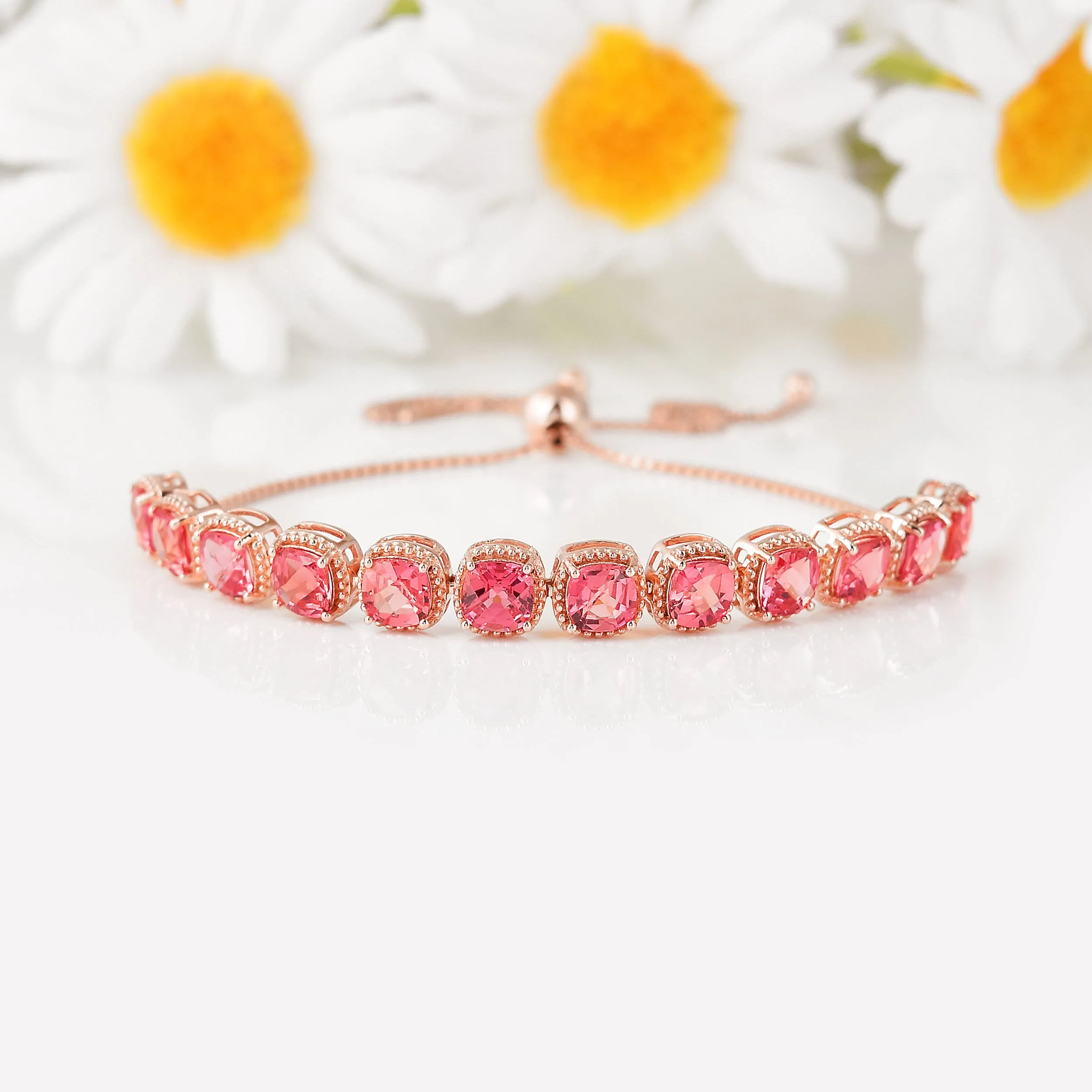 Peach Sapphire Tennis Bracelet