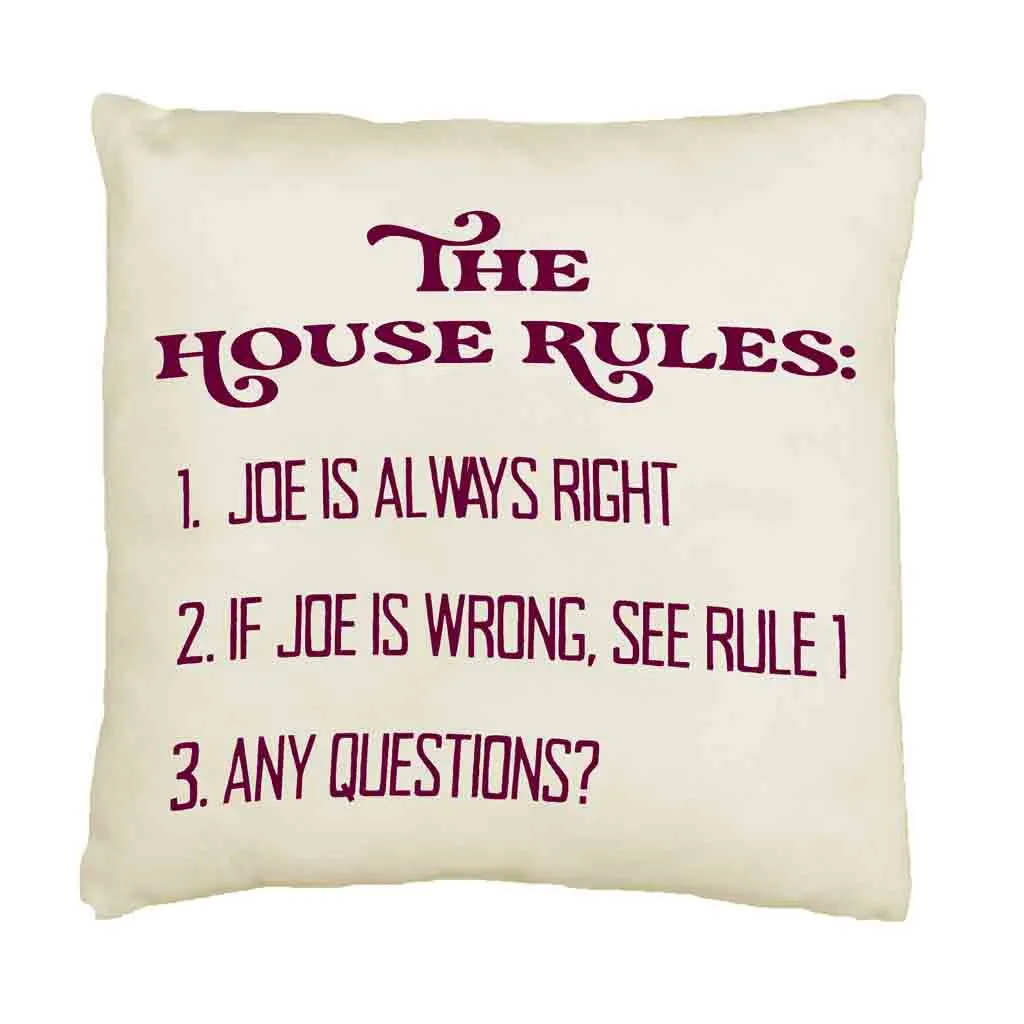 Personalized Humorous House Rules Pillow Cover