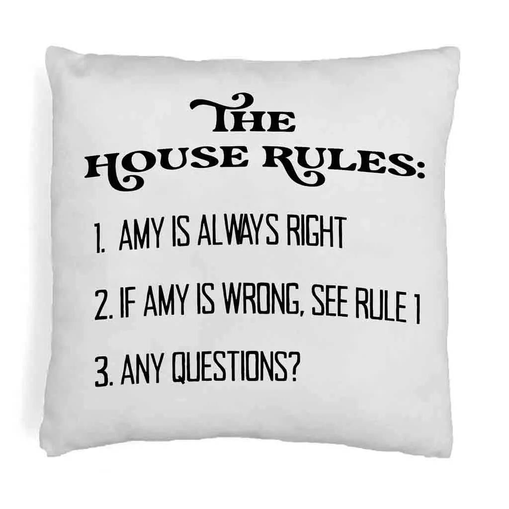 Personalized Humorous House Rules Pillow Cover