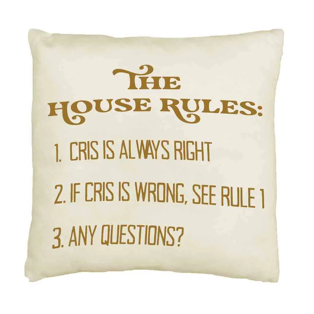 Personalized Humorous House Rules Pillow Cover